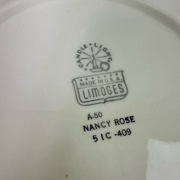 Limoges VTG Candle Light Nancy Rose A-50 Floral Small 6.5" Diameter Plate *READ - Picture 4 of 8